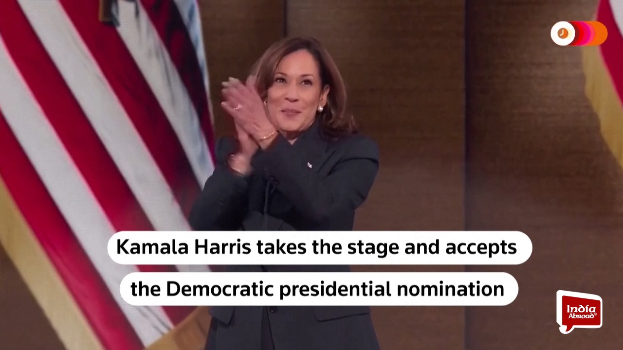 Kamala Harris takes the stage and accepts the Democratic Presidential nomination